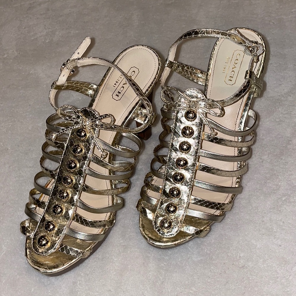 Coach Sarafina Gladiator/Platform Gold Heels size 8